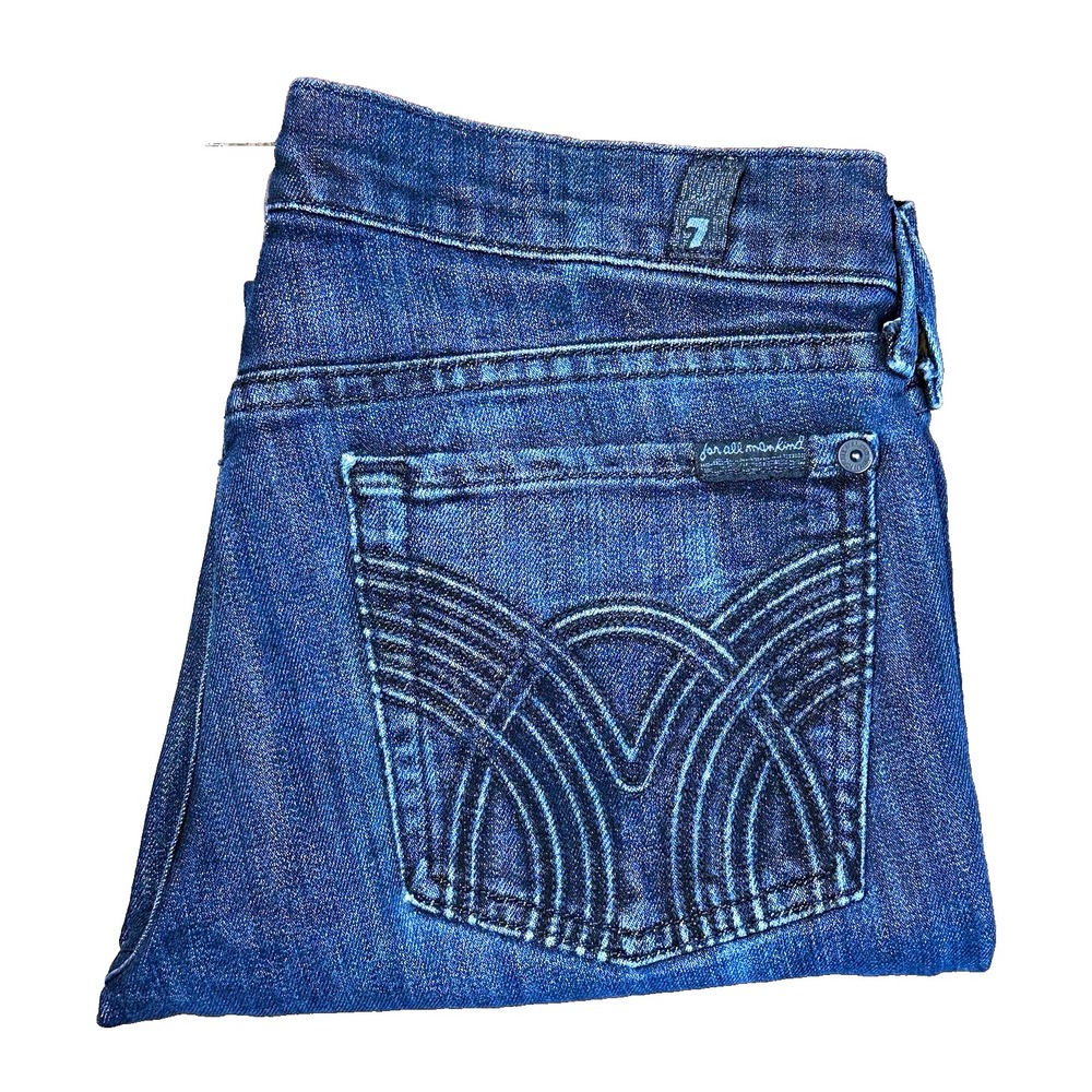 7 For All Mankind Womens Straight Leg Flood Jeans Size 27 Dark Wash Minimalist